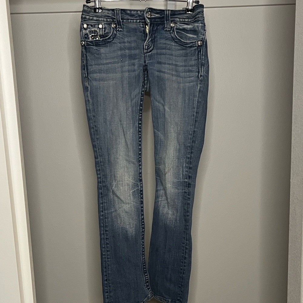 Miss Me Women's Faded Blue Straight Leg Jeans